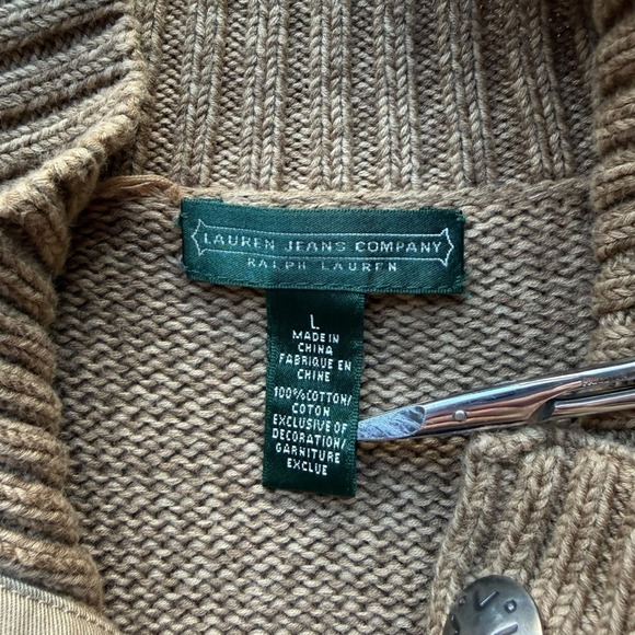 Ralph Lauren Brown Knit Button Front Cardigan Sweater Size L - Picture 6 of 8